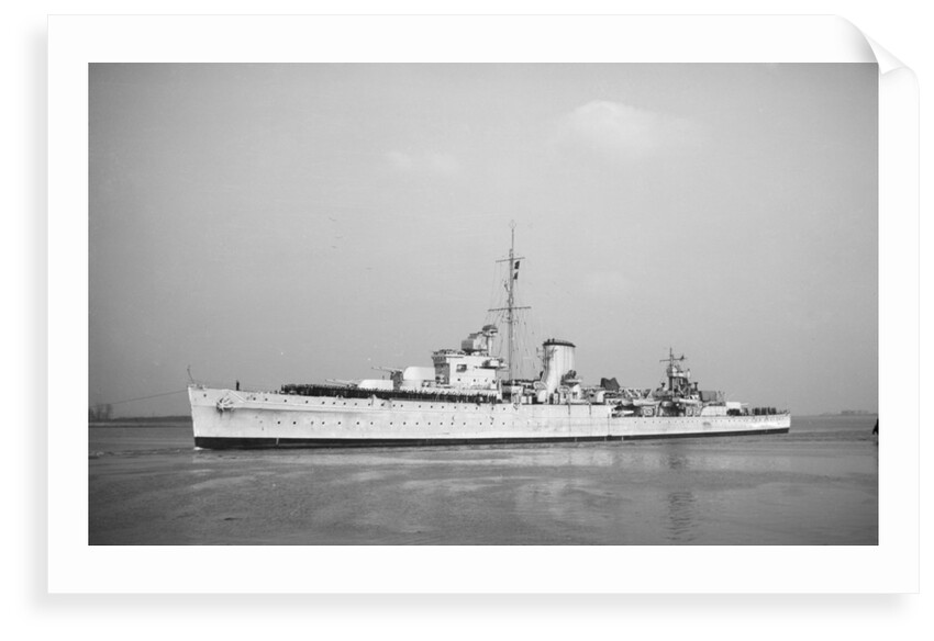 'Ajax' (Br, 1934) under tow, approaching Chatham dockyard on return from the River Plate by unknown