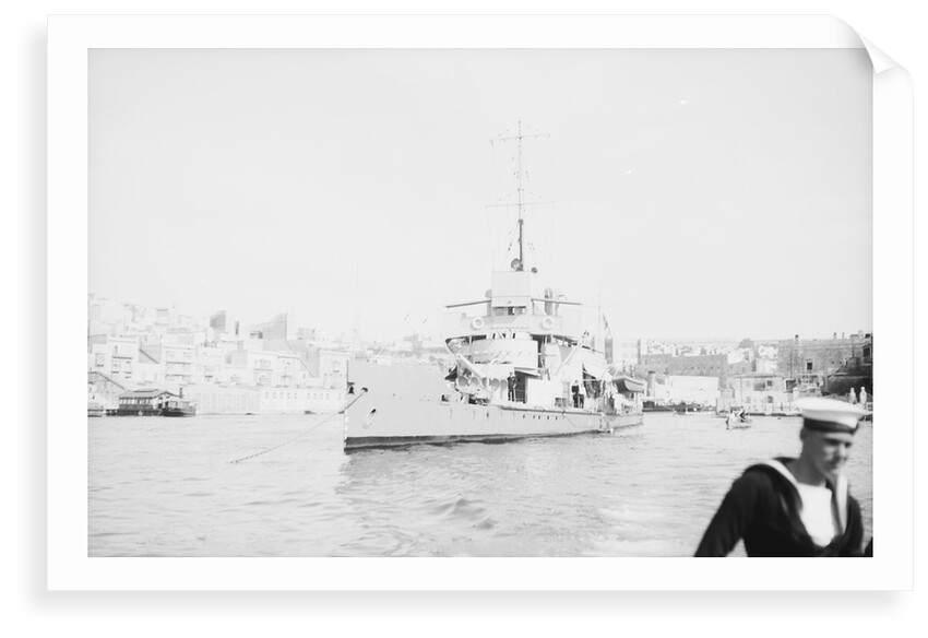 'Aphis' (1915) anchored in Grand Harbour, Malta, near St. Angelo by unknown
