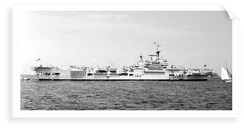 Air craft carrier HMS 'Implacable' (1942) in June 1953, anchored in Line F at Spithead for the Coronation Review by unknown