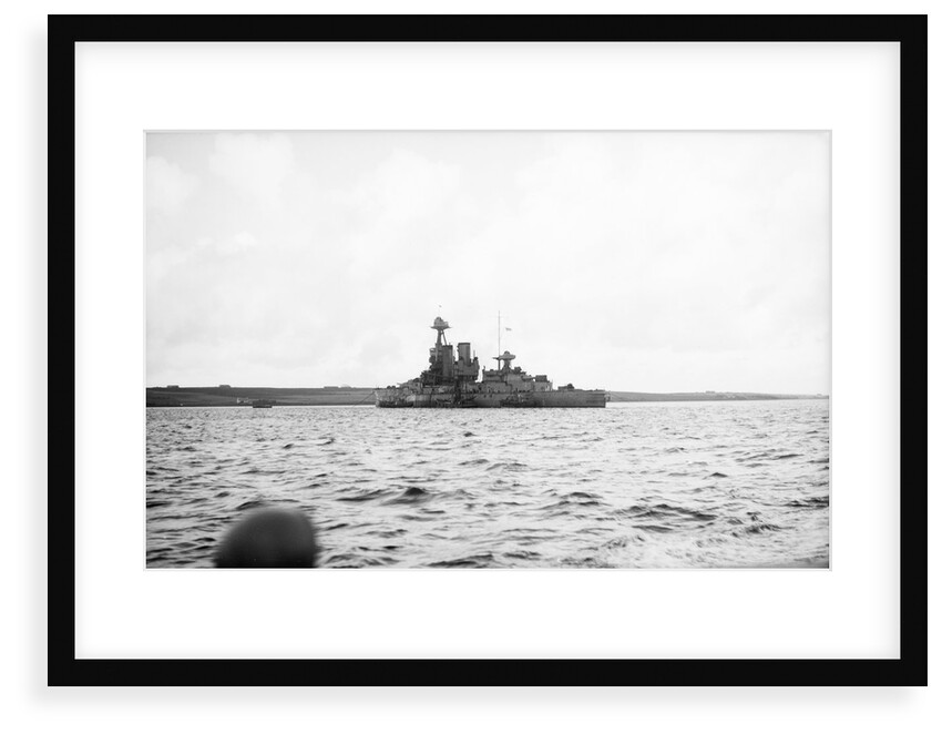 Photograph of HMS 'Iron Duke' (1912) in October 1940 ashore at Longhope, Scapa Flow. In use as base and accommodation ship by unknown