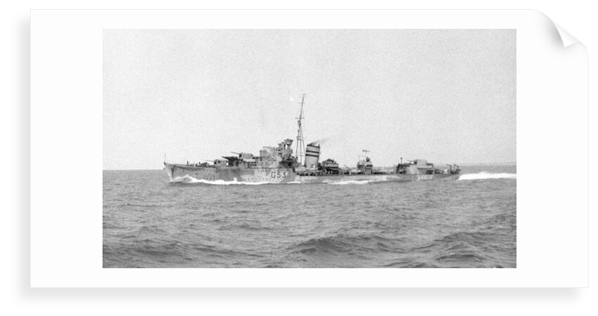 HMS 'Janus' (Br, 1938), under way at speed off Alexandria, passing HMS 'Phoebe' (Br, 1939), 12 May 1941 by unknown