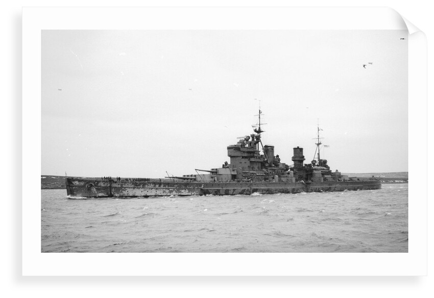 HMS 'King George V' (Br, 1939), under way, bound out at Scapa Flow, 2 April 1941 by unknown