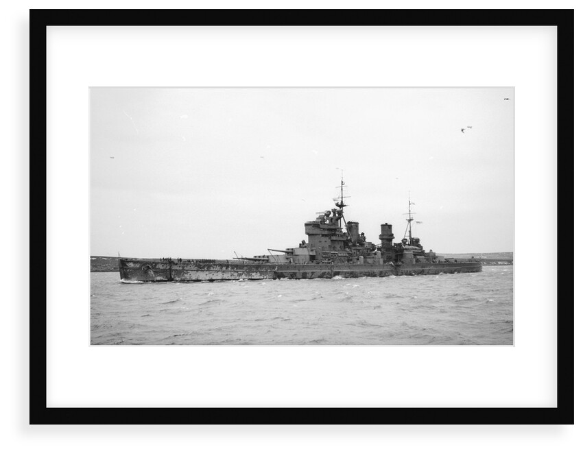 HMS 'King George V' (Br, 1939), under way, bound out at Scapa Flow, 2 April 1941 by unknown