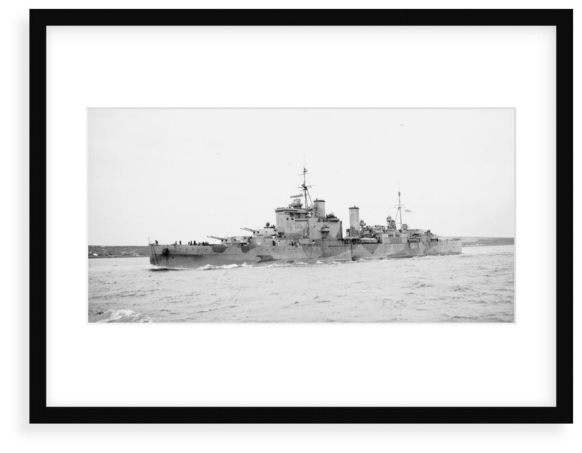 Heavy cruiser HMS 'London' (1927) under way in Scapa Flow, bound out by unknown