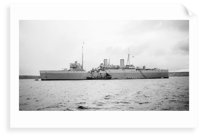 Submarine depot ship HMS 'Maidstone' (1937), at moorings off Lyness, Scapa Flow by unknown