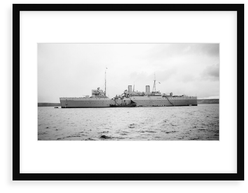 Submarine depot ship HMS 'Maidstone' (1937), at moorings off Lyness, Scapa Flow by unknown