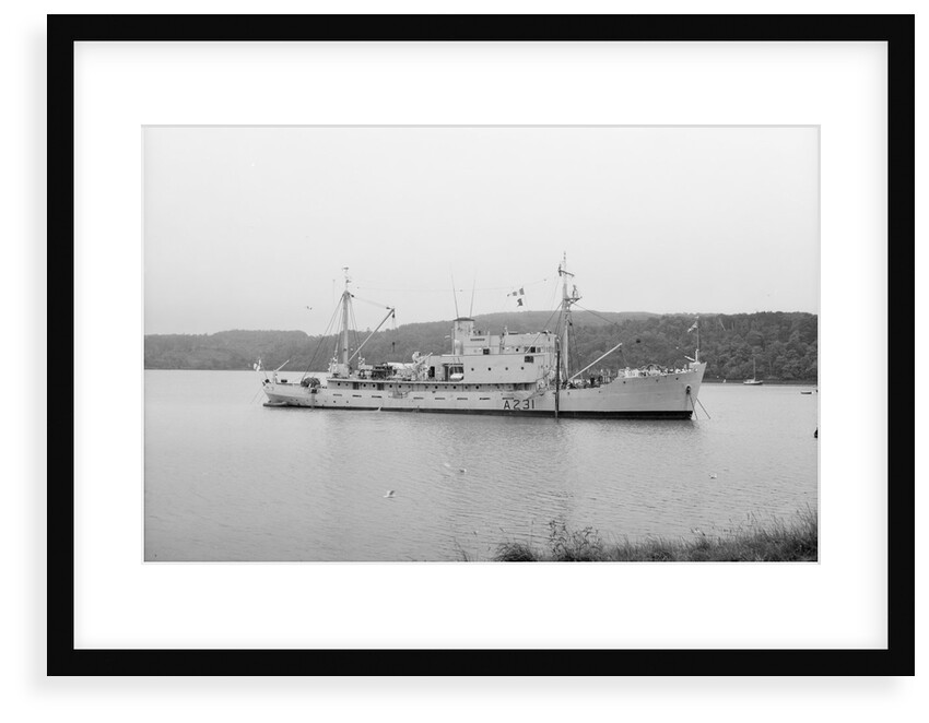 'Reclaim' (Br, 1948), anchored at Tobermory working on the salvage of a helicopter by unknown