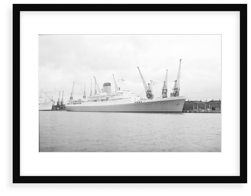 A starboard near beam from just forward of broadside view of 'Pendennis Castle' (1958), at quayside, Southampton by unknown