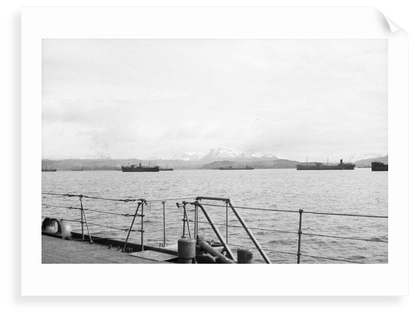 Merchant shipping, including two oil tankers, assembling at Loch Ewe in 1941 by unknown
