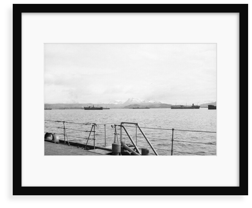 Merchant shipping, including two oil tankers, assembling at Loch Ewe in 1941 by unknown