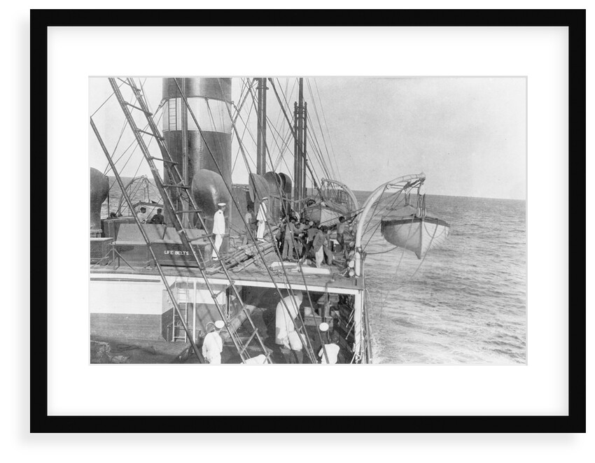 Deck and lifeboat view aboard cargo liner 'Craftsman' (Br, 1897), Charente S S Co Ltd by unknown