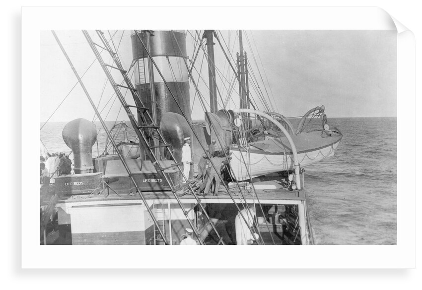 Deck and lifeboat view aboard cargo liner 'Craftsman' (Br, 1897), Charente S S Co Ltd by unknown