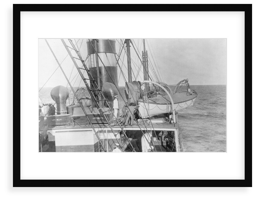 Deck and lifeboat view aboard cargo liner 'Craftsman' (Br, 1897), Charente S S Co Ltd by unknown