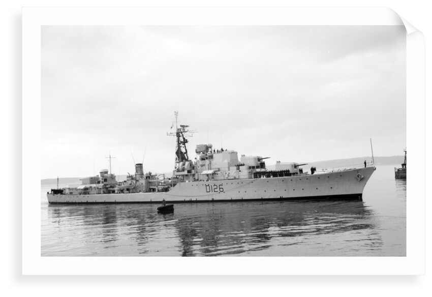 Destroyer HMS 'Diana' (1952) under way at Swansea, bound in by unknown