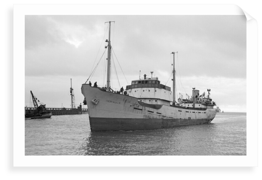 Photograph of general cargo vessel 'Seriality' (1952) under way at Swansea, bound in. December 1958 by unknown