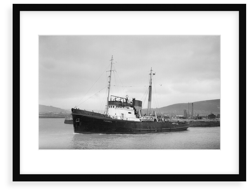 Salvage tug 'Turmoil' (Br, 1944, The Admiralty, Overseas Towage & Salvage Co Ltd) under way at Swansea, bound out by unknown