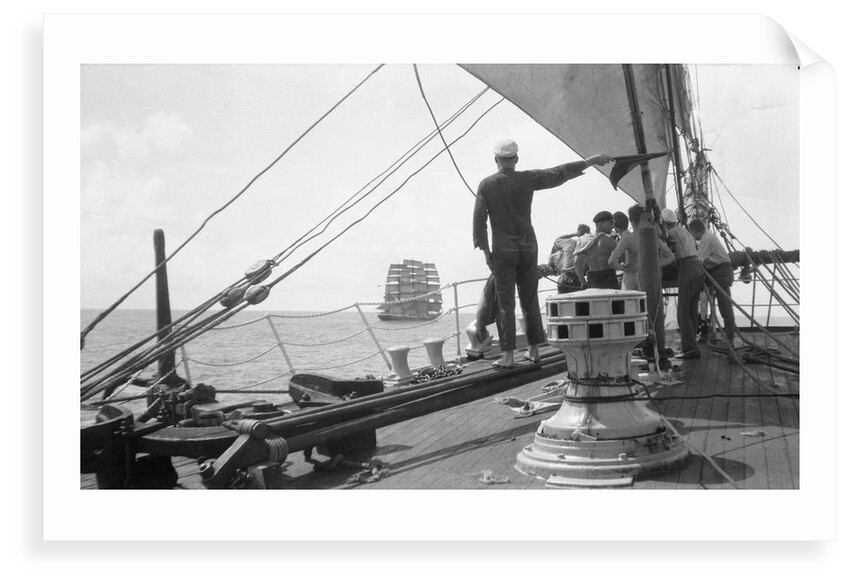Overhauling the masted barque 'C.B. Pedersen' by Alan Villiers