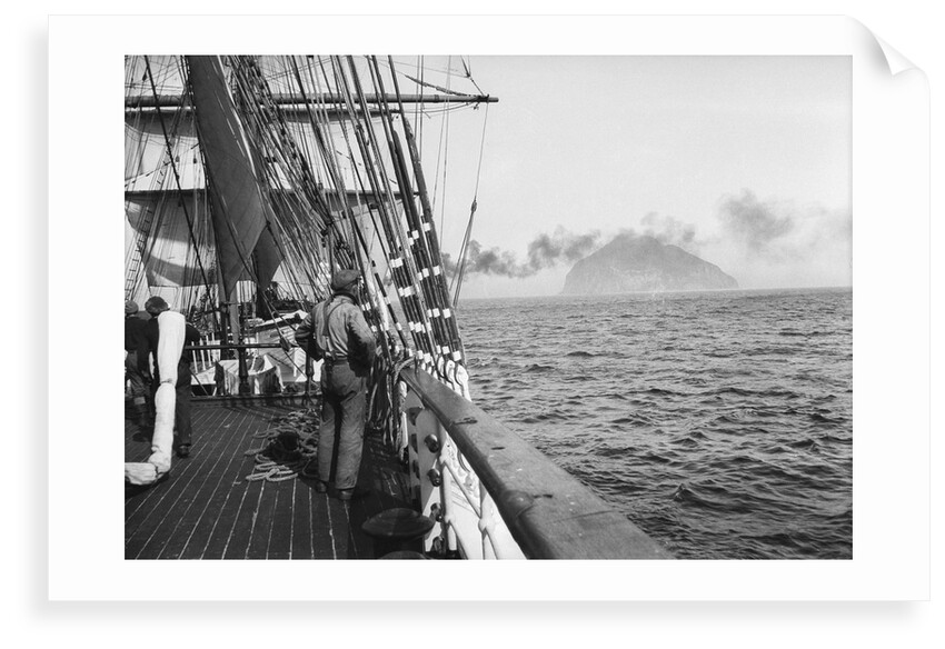 Land on the Horizon - Ailsa Craig on starboard and the 'Grace Harwar' is towed from Queenstown by Alan Villiers