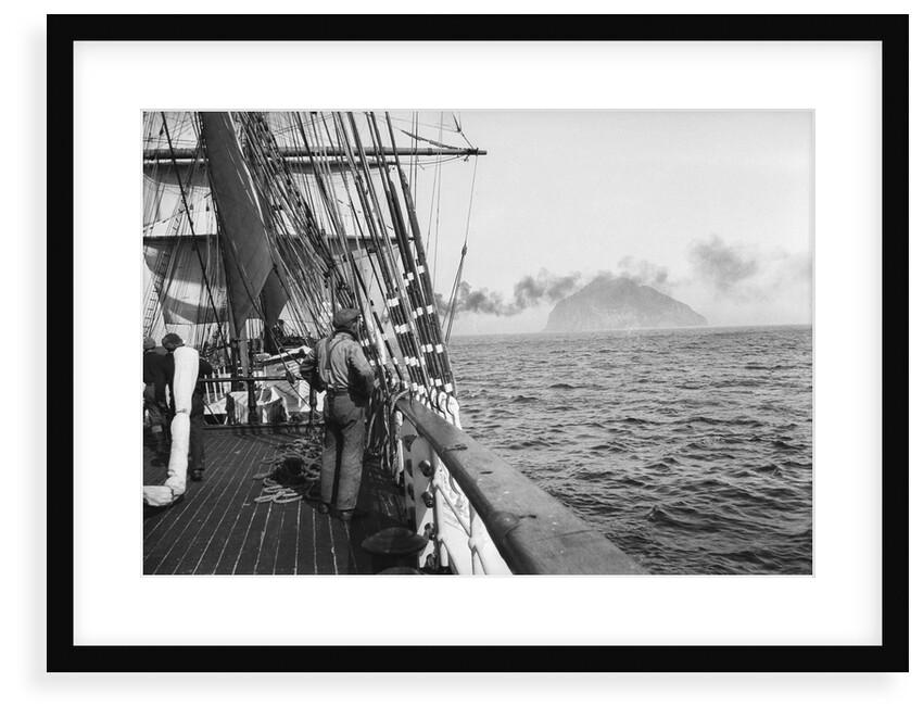 Land on the Horizon - Ailsa Craig on starboard and the 'Grace Harwar' is towed from Queenstown by Alan Villiers