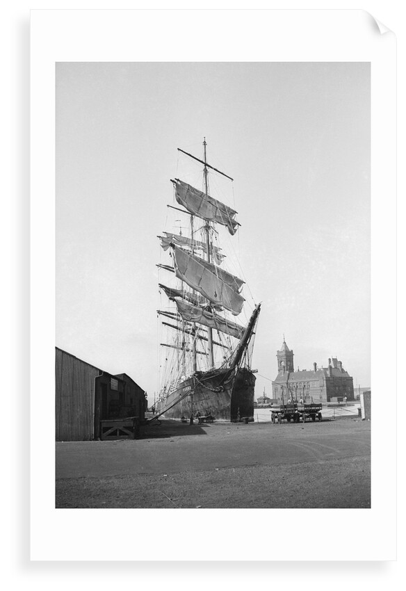 Journey's End: drying sail waiting to be docked by Alan Villiers