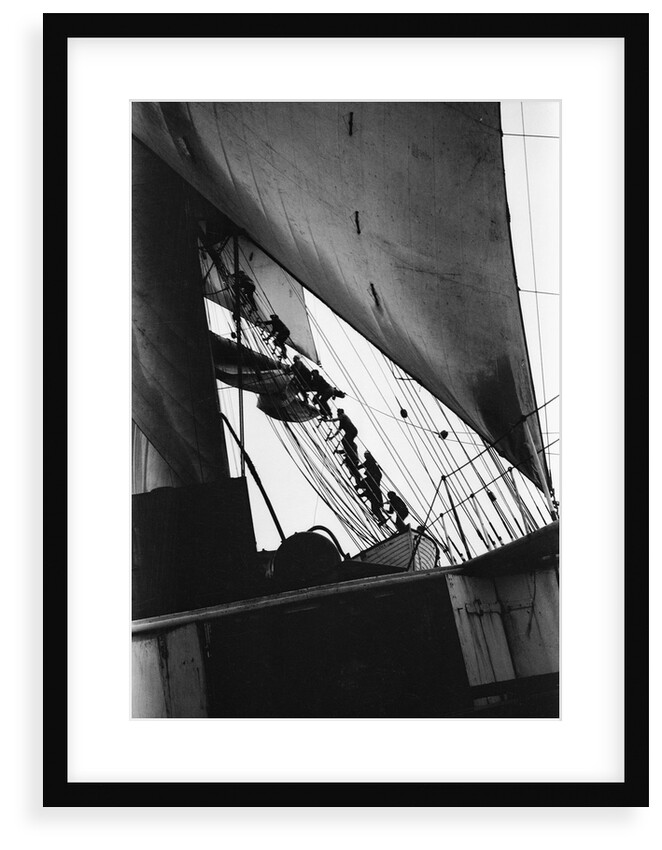 Going aloft, climbing the starboard fore shrouds by Alan Villiers