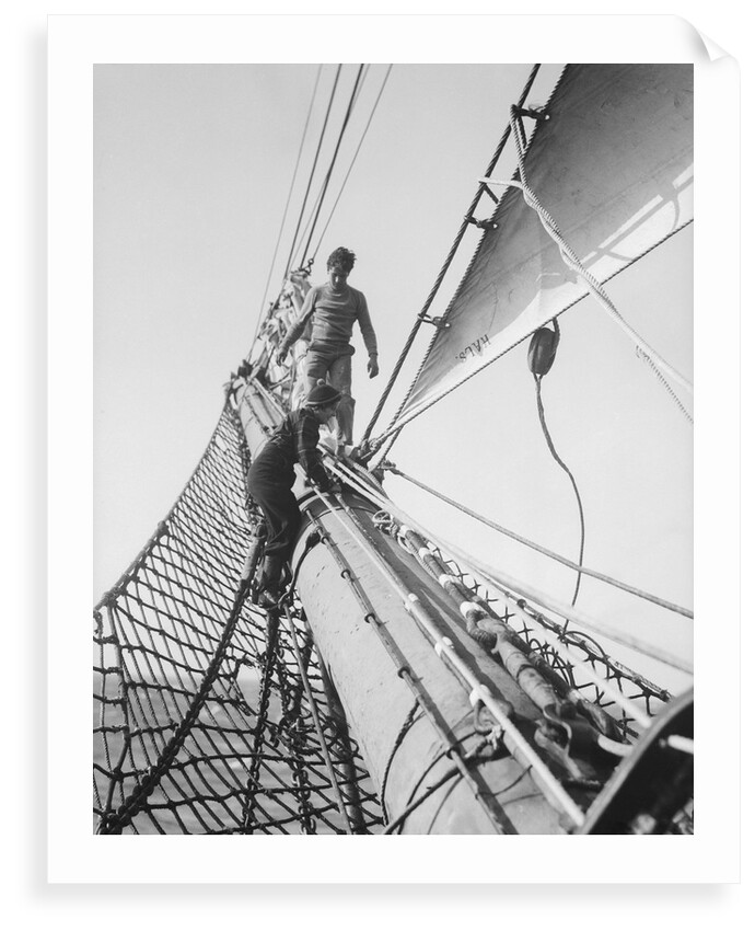 Apprentices on the bowsprit by Alan Villiers