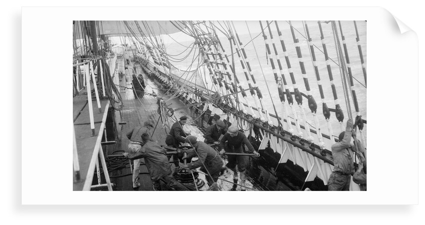 At the capstan, the sea breaking on board by Alan Villiers