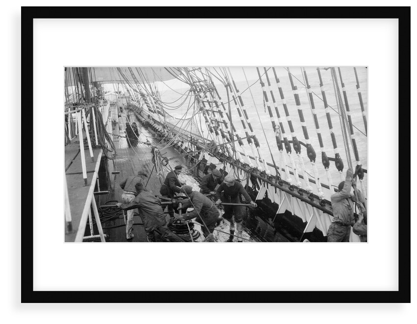 At the capstan, the sea breaking on board by Alan Villiers