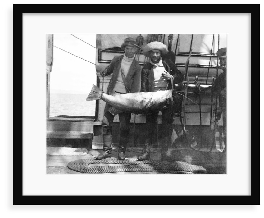 Two crew with large fish onboard HMS 'Penguin' (1876) by Willoughby Pudsey Dawson