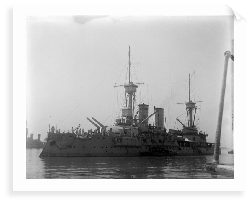The German battleship 'Kurfurst Friedrich Wilhelm' (1891) at anchor by Kenneth Hurlstone Jones