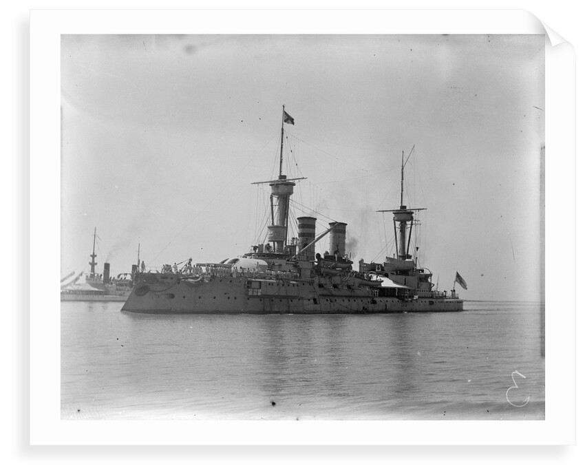 The German battleship 'Weissenburg' (1891) at anchor by Kenneth Hurlstone Jones