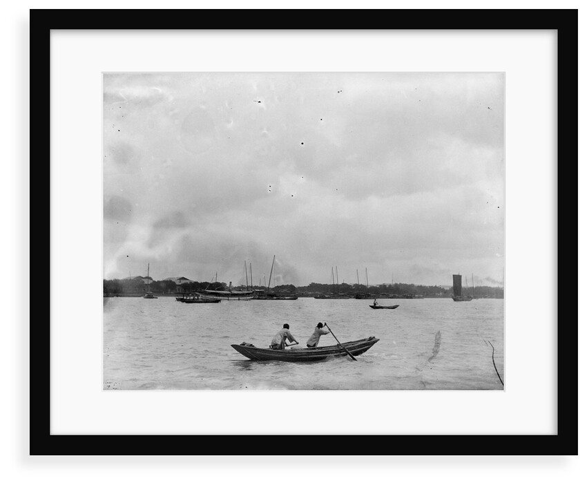 Two women rowing a double ended sampan, Shanghai by Kenneth Hurlstone Jones