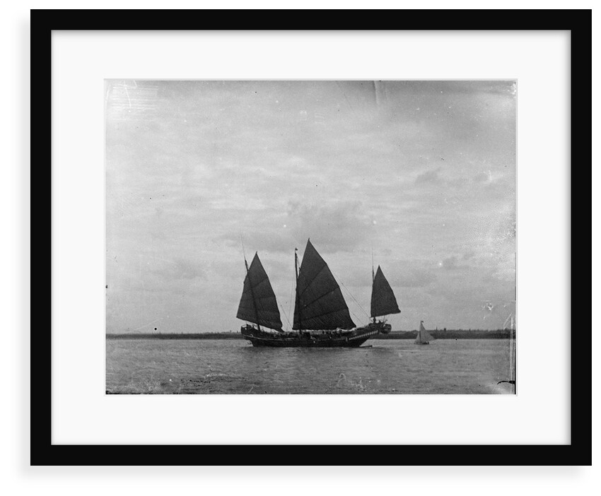 A three-masted 'man of war' Junk near Shanghai by Kenneth Hurlstone Jones