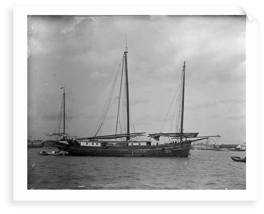 A Lorcha at anchor off Shanghai. by Kenneth Hurlstone Jones