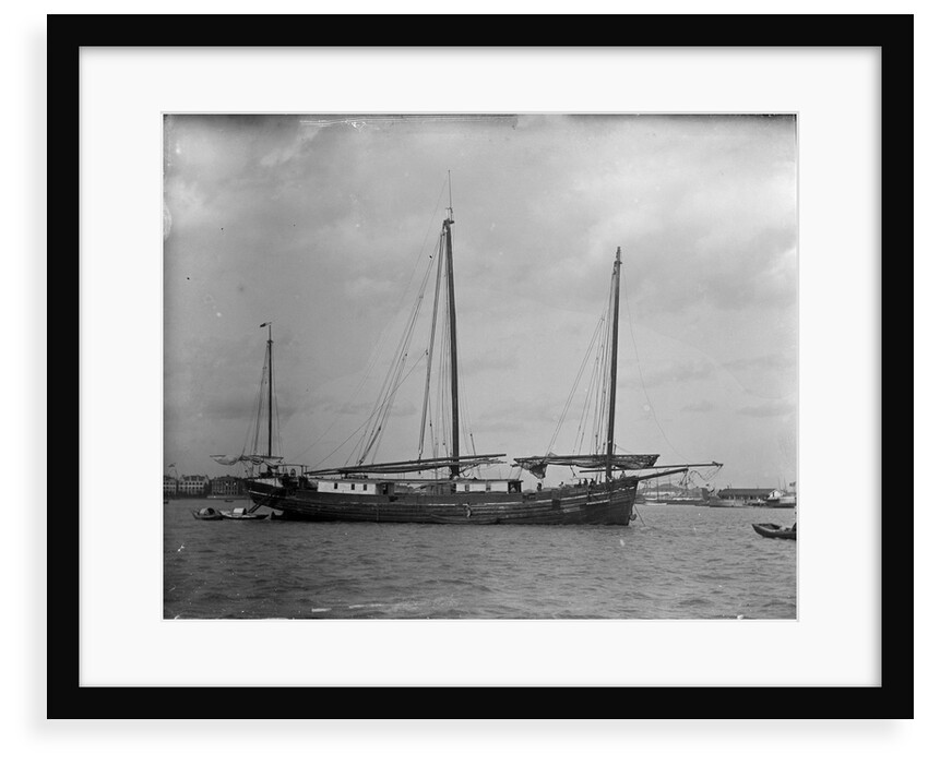 A Lorcha at anchor off Shanghai. by Kenneth Hurlstone Jones