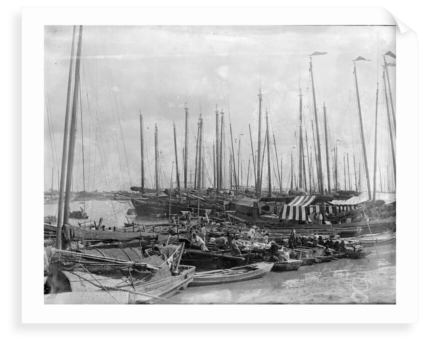 Junks and sampans near the French Concession, Shanghai by Kenneth Hurlstone Jones