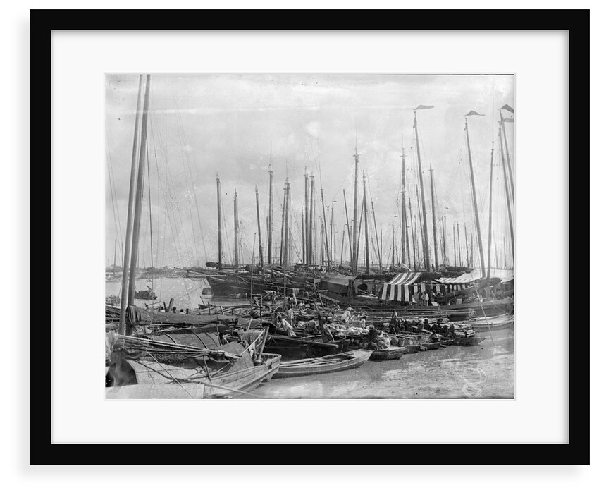 Junks and sampans near the French Concession, Shanghai by Kenneth Hurlstone Jones