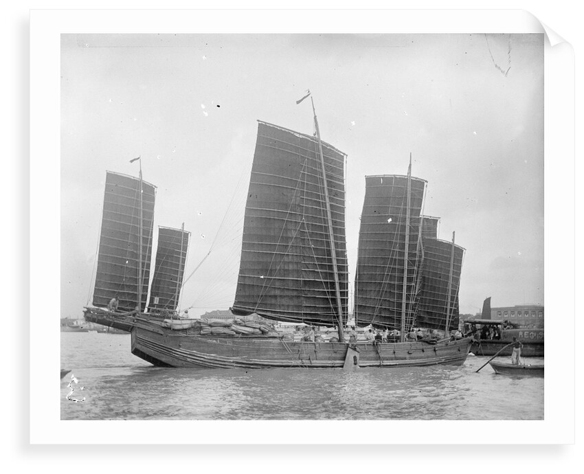 A five-masted Shantung Trader at Shanghai by Kenneth Hurlstone Jones
