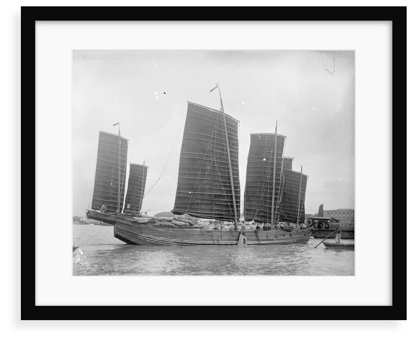 A five-masted Shantung Trader at Shanghai by Kenneth Hurlstone Jones
