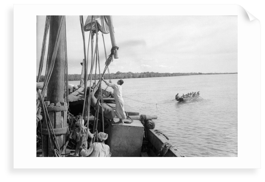 Towing the 'Triumph' down the Rufiji by Alan Villiers