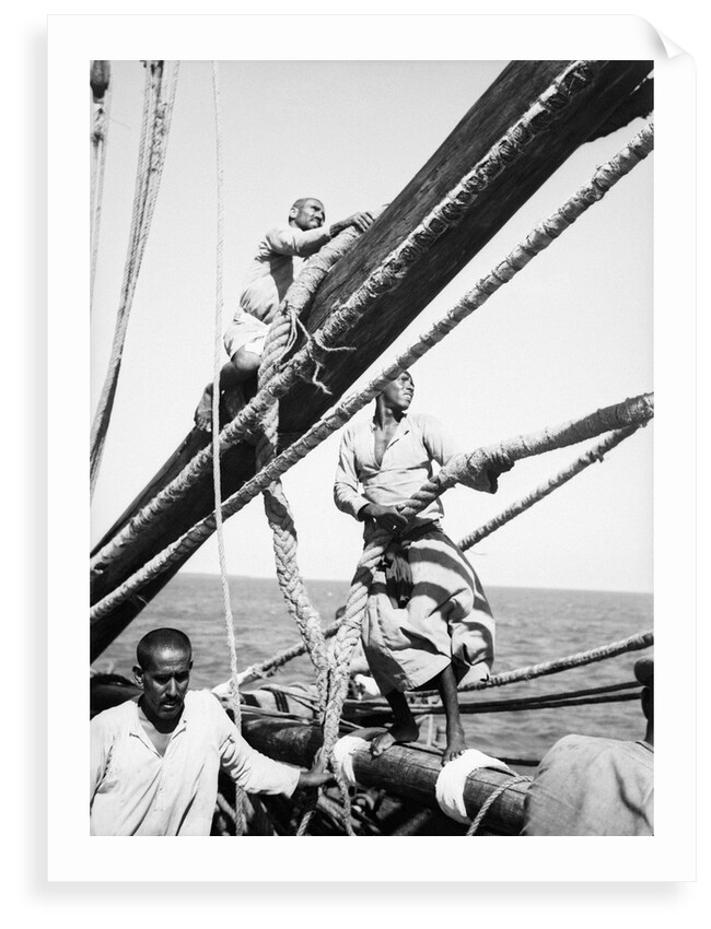 Kuwaiti sailors about their tasks on the 'Triumph of Righteousness' by Alan Villiers