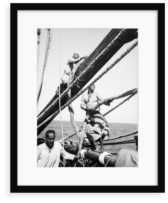 Kuwaiti sailors about their tasks on the 'Triumph of Righteousness' by Alan Villiers