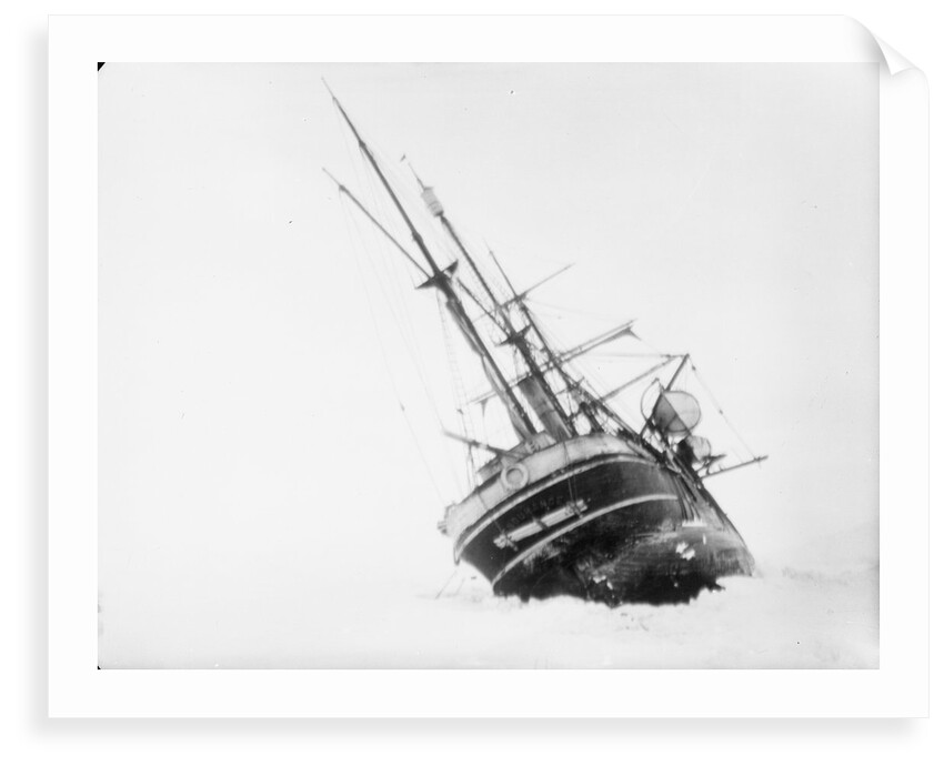 'Endurance' heeled to port by the ice by unknown