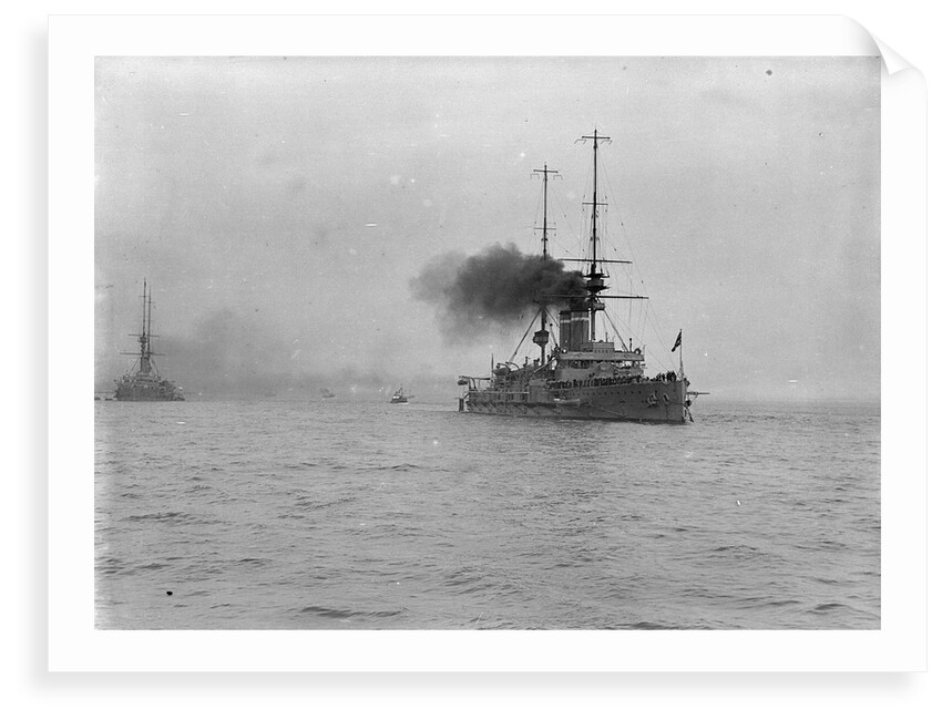Battleship HMS 'Dominion' (1903) at anchor at Spithead by unknown