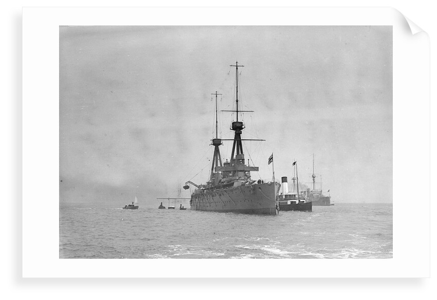 Battleship HMS 'Invincible' (1907) at anchor at Spithead by unknown
