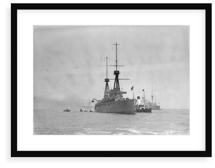 Battleship HMS 'Invincible' (1907) at anchor at Spithead by unknown