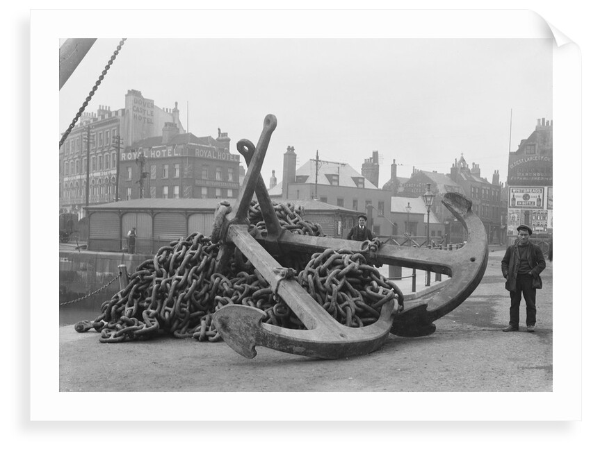 Two anchors and cable from the 'Preussen' (Ge, 1902)  on the quayside at Dover by unknown