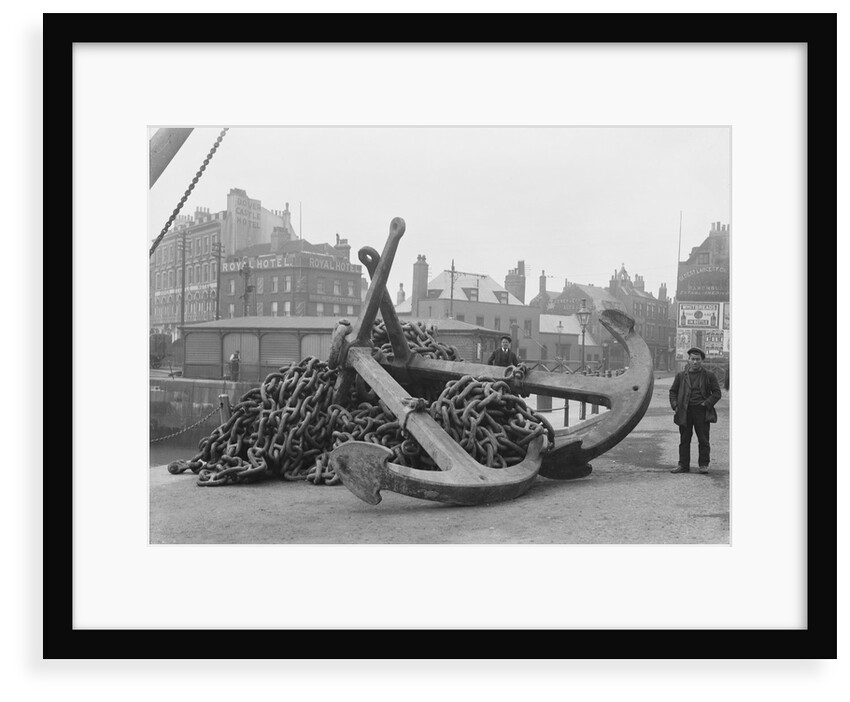Two anchors and cable from the 'Preussen' (Ge, 1902)  on the quayside at Dover by unknown