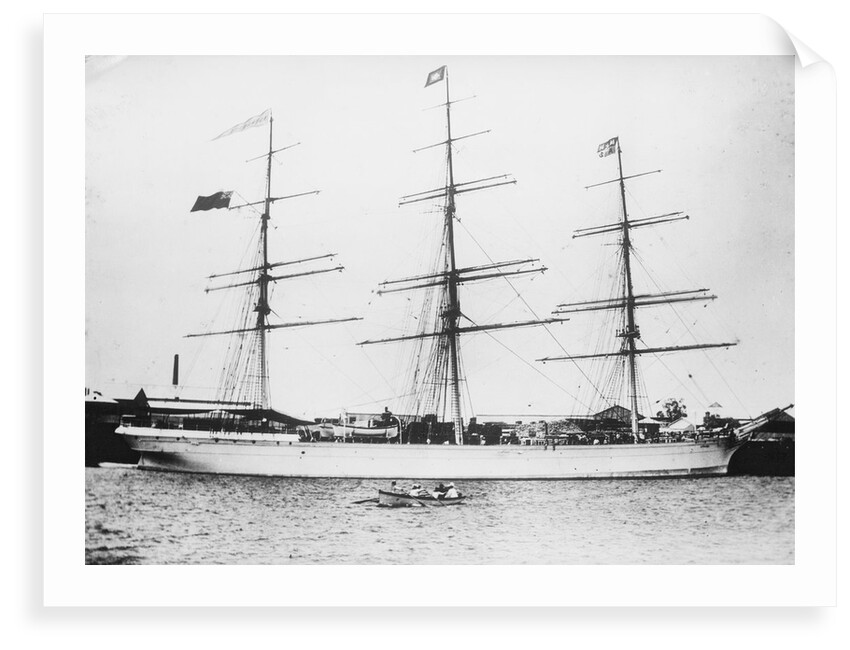 Photograph of 'Astracana' (1874) at quayside, Port Adelaide. Additional painted flags added by unknown