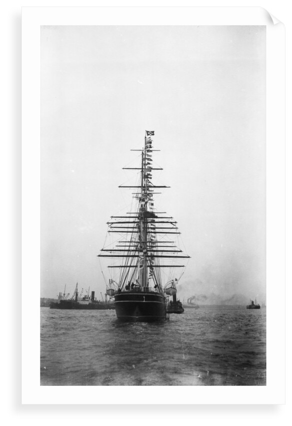 'Cutty Sark' (1869) being towed by tug 'Muria' on the Thames by unknown
